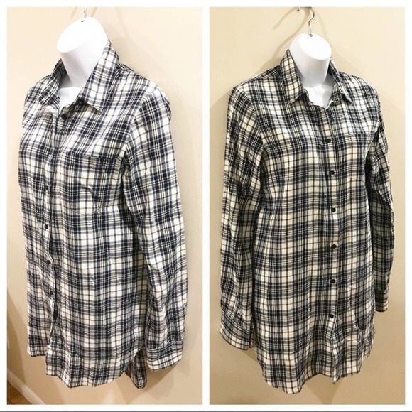 Madewell Flannel Oversized Ex Boyfriend Top Size S - Picture 4 of 12